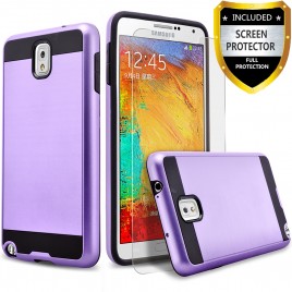 Samsung Galaxy Note 3 Case, 2-Piece Style Hybrid Shockproof Hard Case Cover with [Premium Screen Protector] Hybird Shockproof And Circlemalls Stylus Pen (Purple)